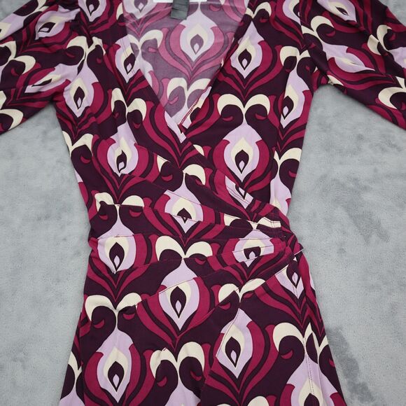 Bisou Bisou Dress Womens 4 Purple Michele Bohbot Short Sleeve Vneck Wrap Style - Picture 8 of 16